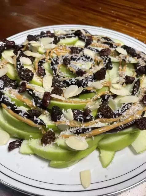 Close up view of Healthy Apple Nachos