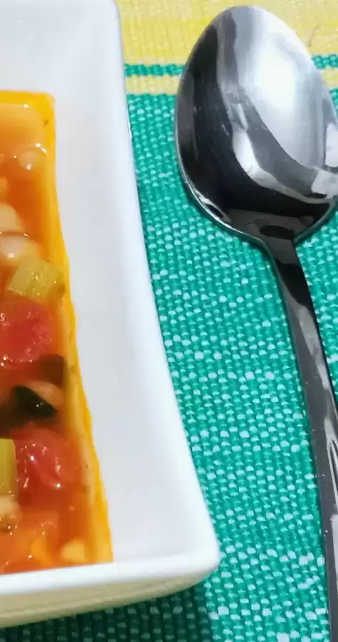 Close up view of Tuscan Vegetable Soup_