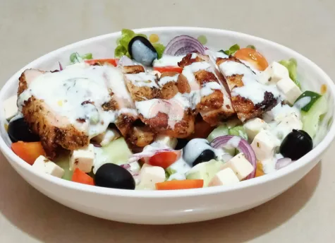 Grilled Chicken Greek Salad on a plate