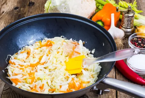Jamaican Steamed Cabbage in a frying pan