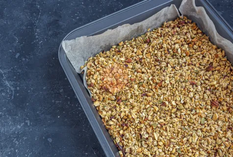 Sugar Free Granola in a tray