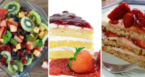 3 Healthier Strawberry Dessert Options in a grid layout