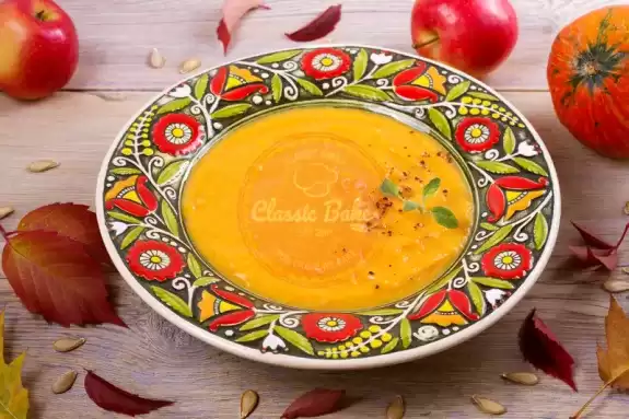 Roasted Butternut Squash Apple Soup on a plate