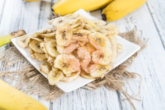 Air Fried Banana on a plate