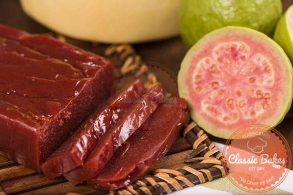 Aerial view of Sliced Guava Cheese with guava on side