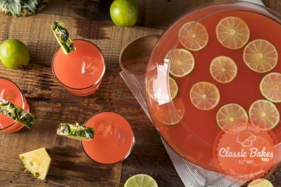 Aerial View of Caribbean Rum Punch in a punch bowl