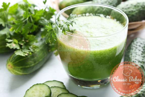 Close up shot of Cucumber Juice in a Glass cup