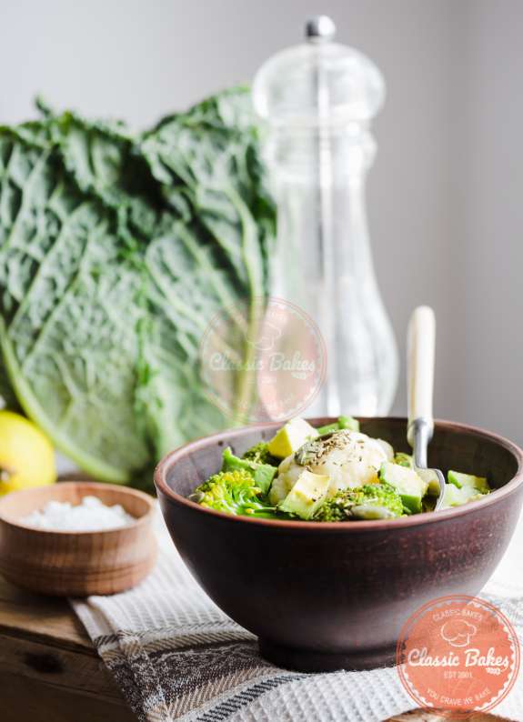 Front View of Broccoli Cauliflower Salad