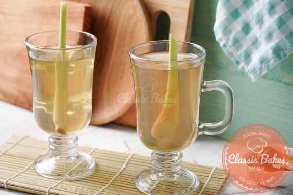 Side view of 2 glasses of Lemongrass Tea