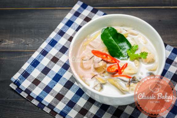 Front View of Thai Chicken Soup With Coconut Milk