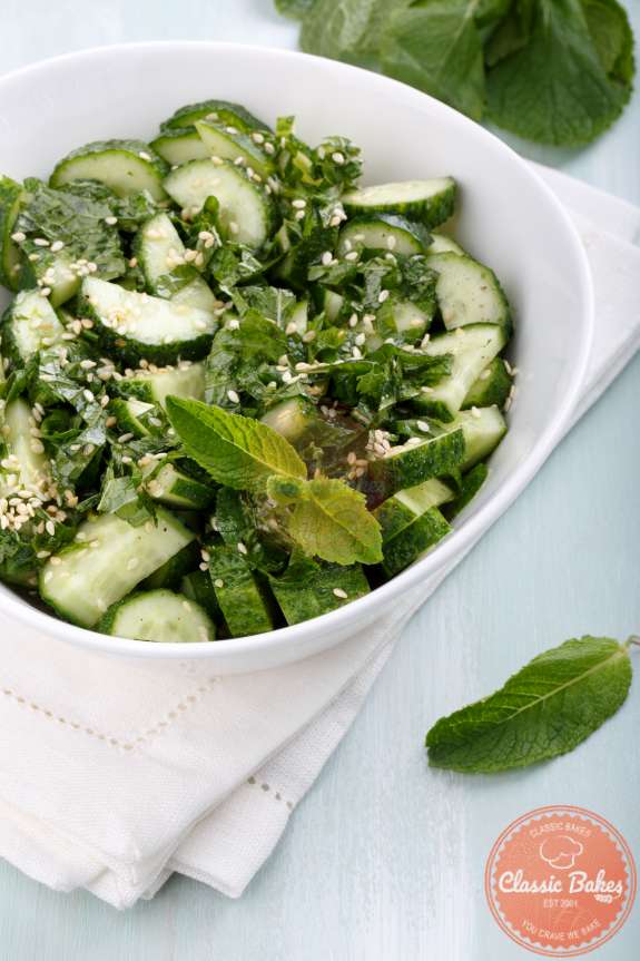Closed up shot of Vegan Cucumber Salad