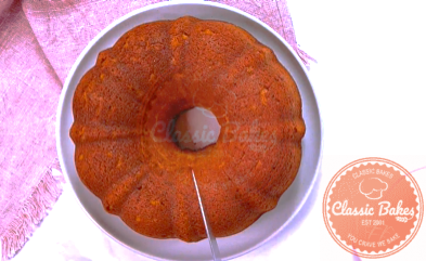 Arial of a baked bunt cake 