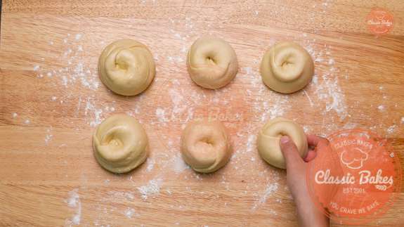Arial view of dough resting on a countertop 