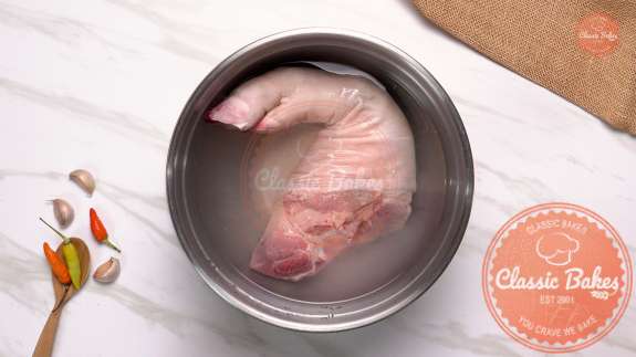 Pigs feet in a bowl of water  