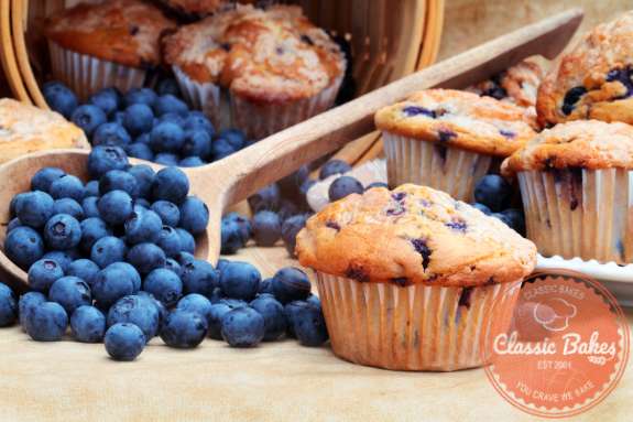 Front View of Air Fryer Blueberry Muffins