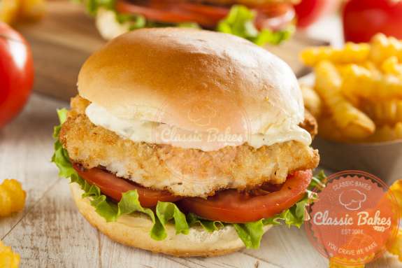 Front View of Fried Fish Sandwich