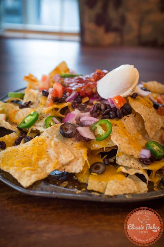 Front View of Loaded Vegetarian Nachos