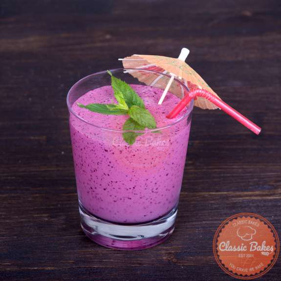 Front View of Peach Blueberry Smoothie
