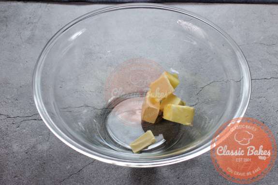 Cubes of butter inside a glass bowl 