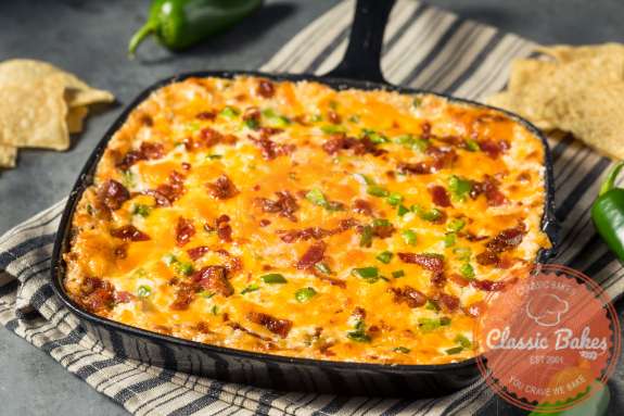 Top View of Jalapeno Popper Dip with Bacon