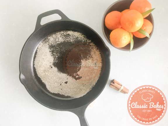 Overview of a skillet greased with non-stick cooking spray 