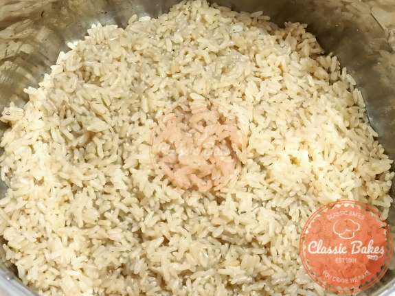 Fluff the cooked rice
