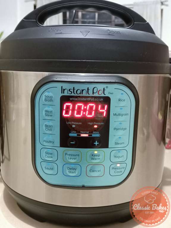 instant pot timer set to 4 minutes