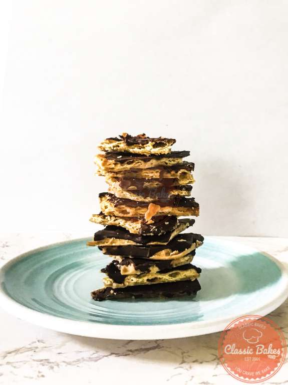 Front View of Saltine Cracker Toffee