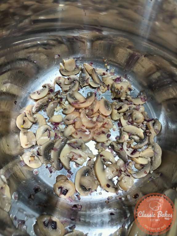 Sautéing the mushroom with garlic & shallots