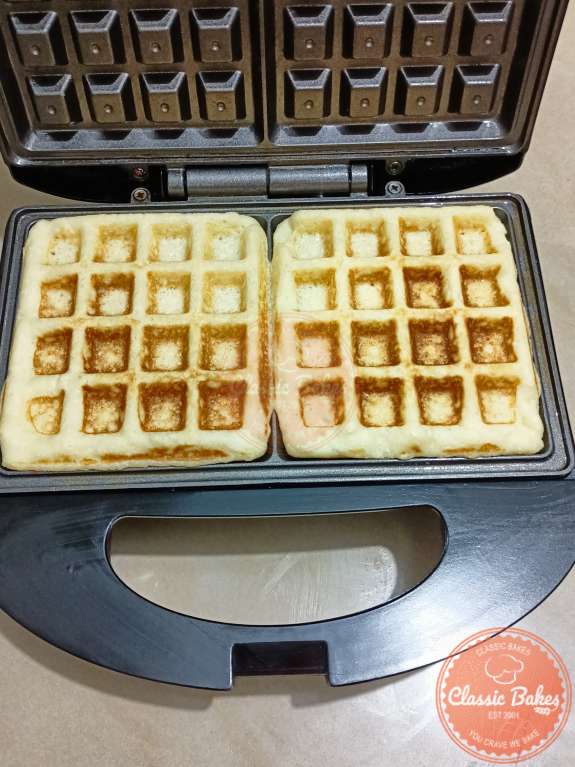 Cooking the coconut waffle