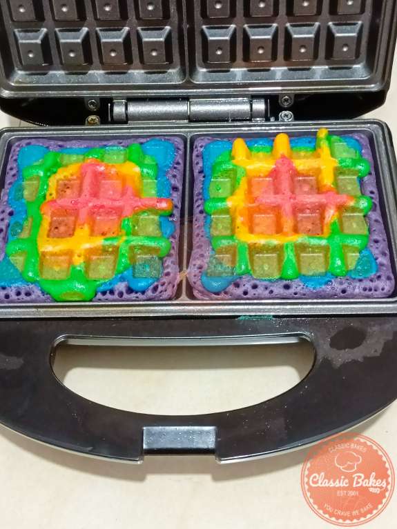 Cooking the rainbow waffle