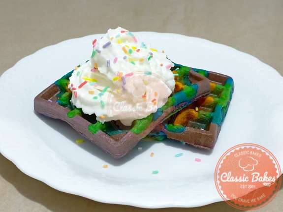 Serving the rainbow waffle