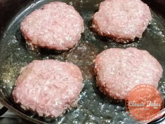 Cooking the burger patties