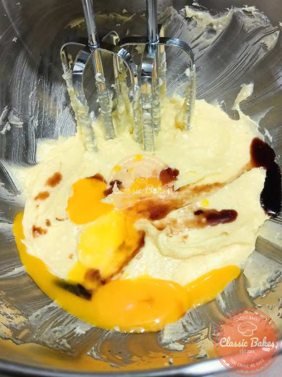 Adding egg yolk and vanilla