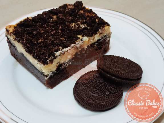 Front shot of Oreo Cheesecake Brownies