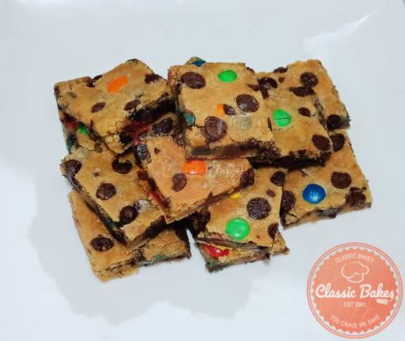 Serving the M&M Cookie Bars