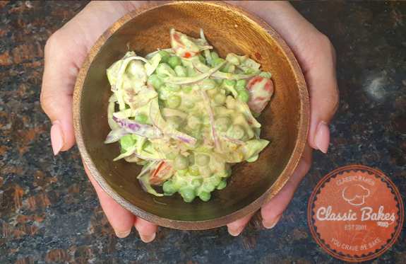 English Pea Salad in bowl