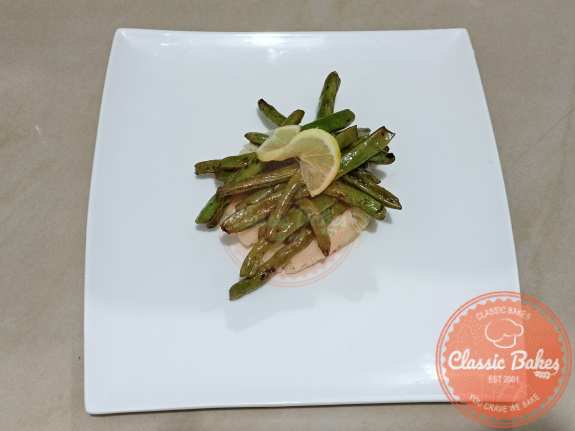 Top view of Grilled Green Beans