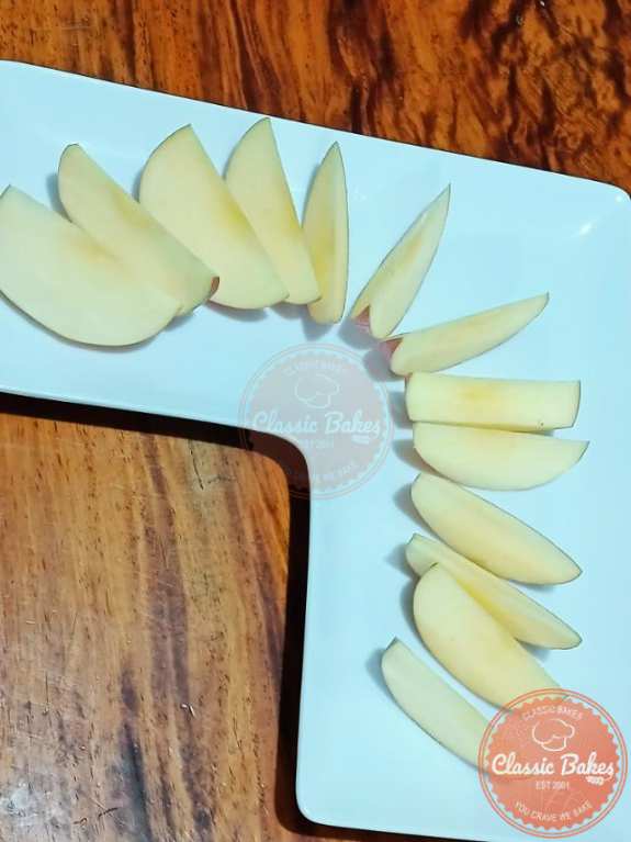 Sliced apple in an L-shape plate