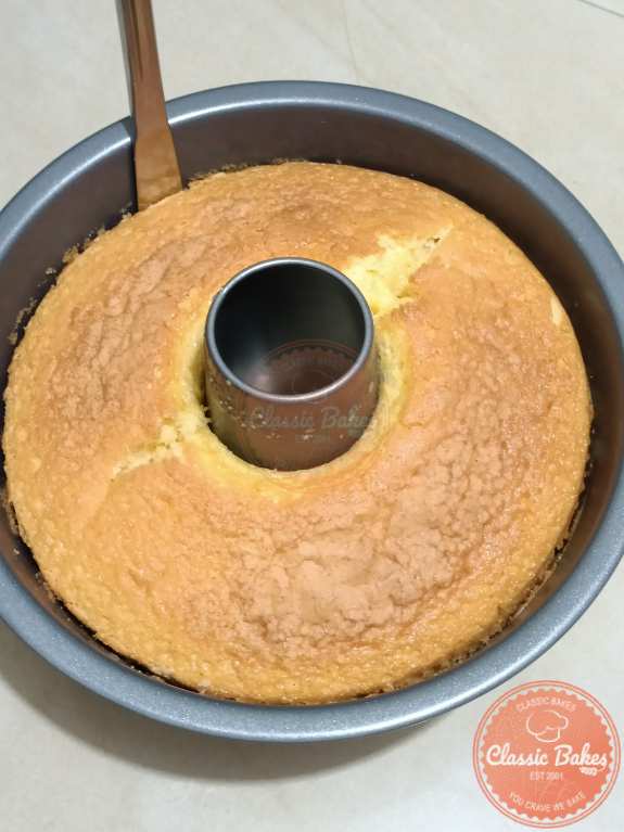 Prepare to remove the Orange Chiffon Cake from the cake pan