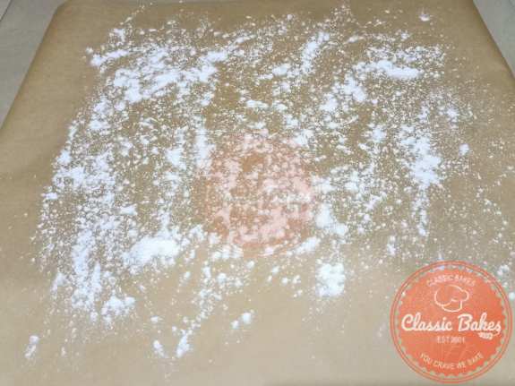 Put parchment paper with flour