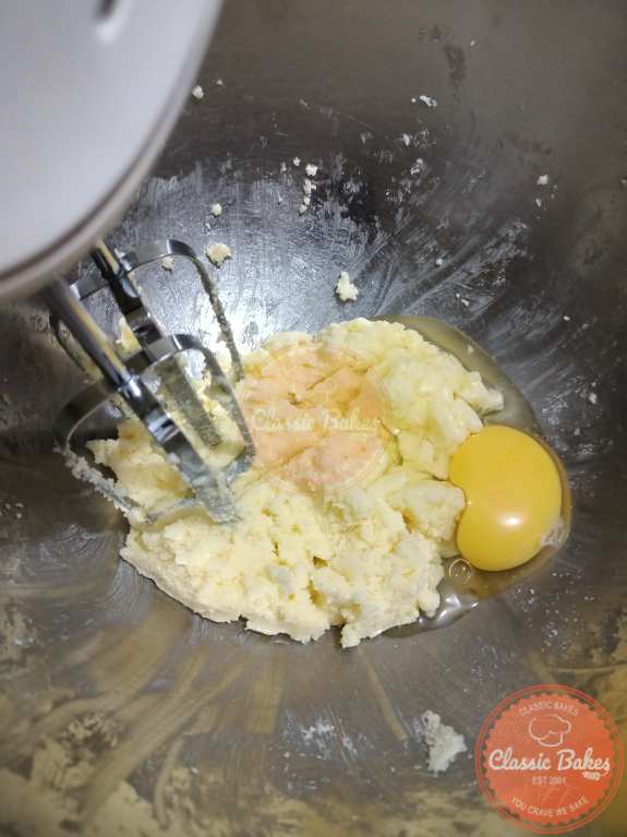 Adding egg to the batter