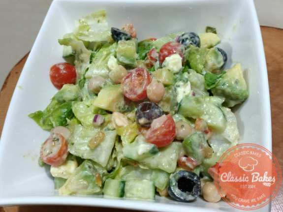 Close up view of Mediterranean Chopped Salad