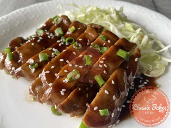 Serving the cooked Keto Chicken Teriyaki