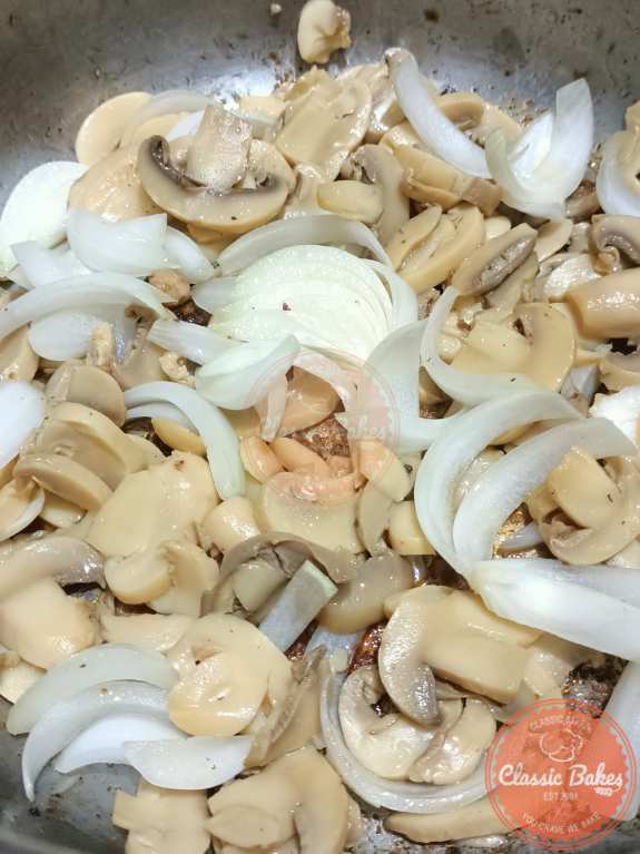 Sauté onions and mushrooms