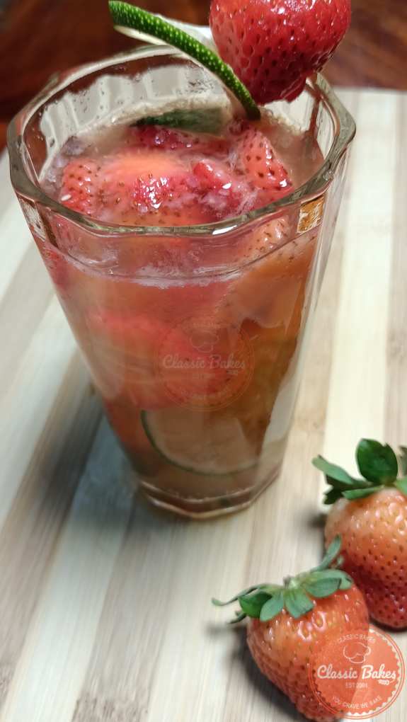 Close up view of Strawberry Mojito
