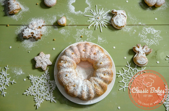 New Year Winter table tob ith cake and cookies