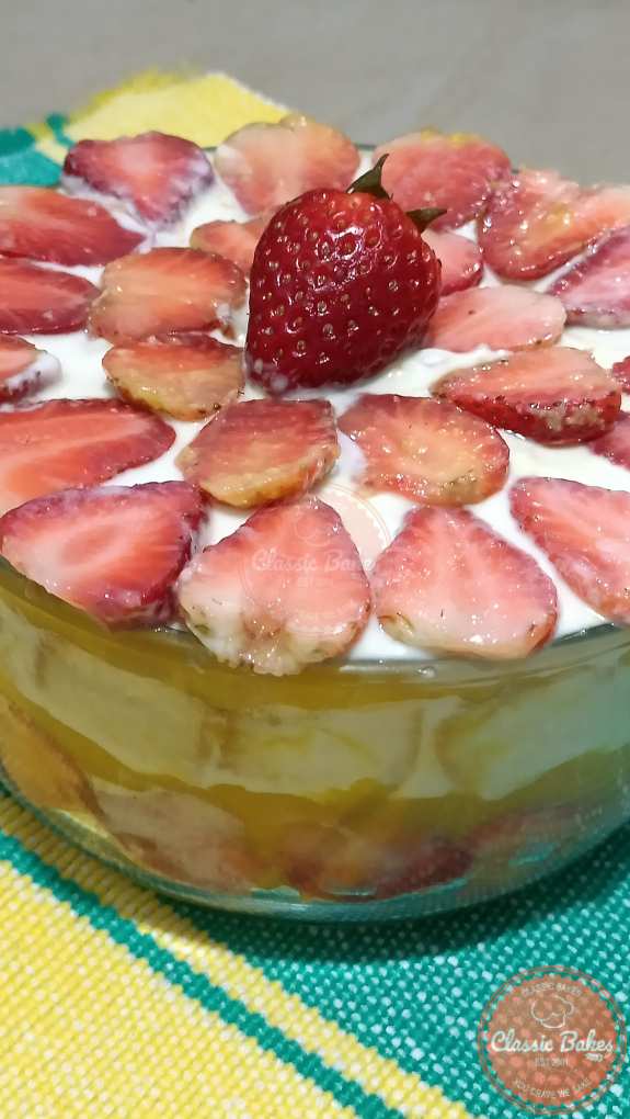Close up view of Strawberry Lemon Trifle