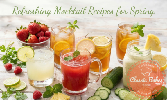 Various Spring mocktails on a table