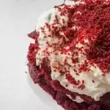 Side Close up shot of Red Velvet Cake